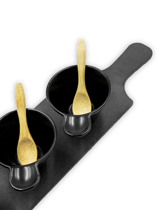 General Trade Ceramic Dessert Divided Serving Tray Black 9x49x5.7cm