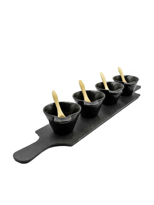 General Trade Ceramic Dessert Divided Serving Tray Black 9x49x5.7cm