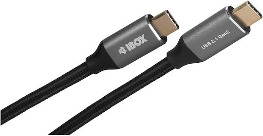 iBox IBOX Braided USB 3.1 Cable USB-C male - USB-C PD Μαύρο 1m IKUMTC31G2