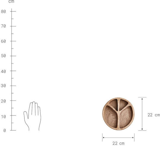 Peace Πιατέλα 4 Θέσεων Σνακ Ξύλο Μάνγκο Δ22cm Καφέ Ξύλο Μάνγκο Διάμετρος 22 Cm Ύψος 5 Cm