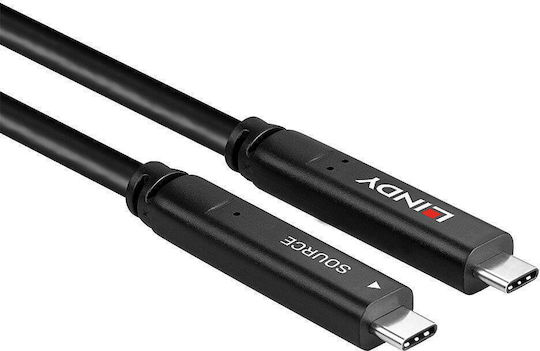 Lindy USB 3.2 Video Cable USB-C male - USB-C 60W PD Μαύρο 10m 43333