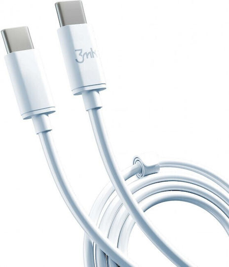 3MK Hyper USB 2.0 Cable USB-C male - USB-C 100W Λευκό 2m 3MK4020