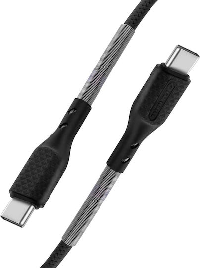 Forcell Carbon Braided USB 2.0 Cable USB-C male - USB-C 60W PD Μαύρο 1m FOCB-152313