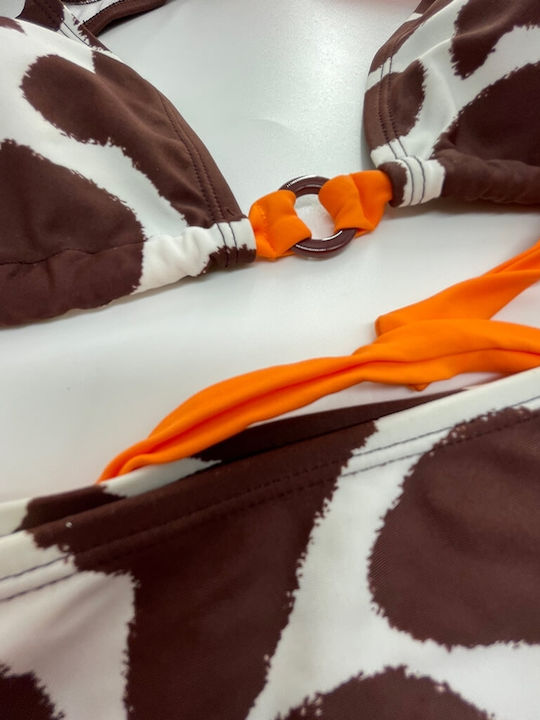 Set Bikini Τριγωνάκι & Brazil Animal Print Καφέ