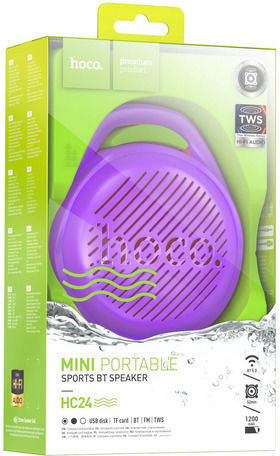 Hoco HC24 Ηχείο Bluetooth 5W με Ραδιόφωνο και Διάρκεια Μπαταρίας έως 4 ώρες Μωβ