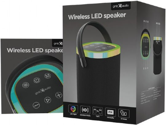 Gembird Ηχείο Bluetooth 10W με Ραδιόφωνο και Διάρκεια Μπαταρίας έως 5 ώρες Μαύρο SPK-BT-LED-06
