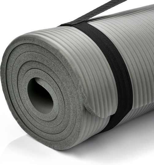 Power Force Saltea De Exerciții Pilates Gri Cu Curea De Transport (180x60x1.5cm)