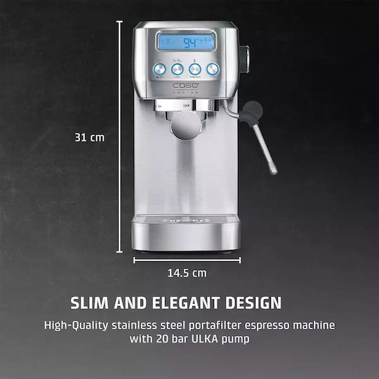 Caso Μηχανή Espresso 1350W Πίεσης 20bar για Cappuccino Γκρι