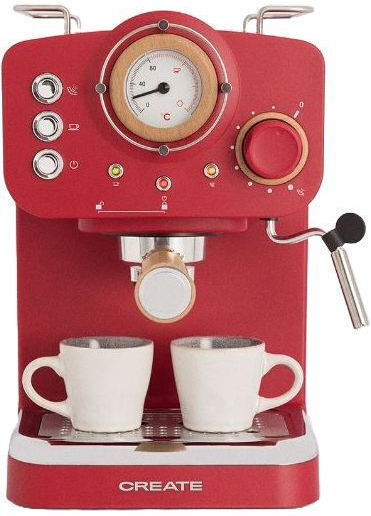 Create Thera Retro Espressomaschine 1100W Druck 20bar für Cappuccino Rot