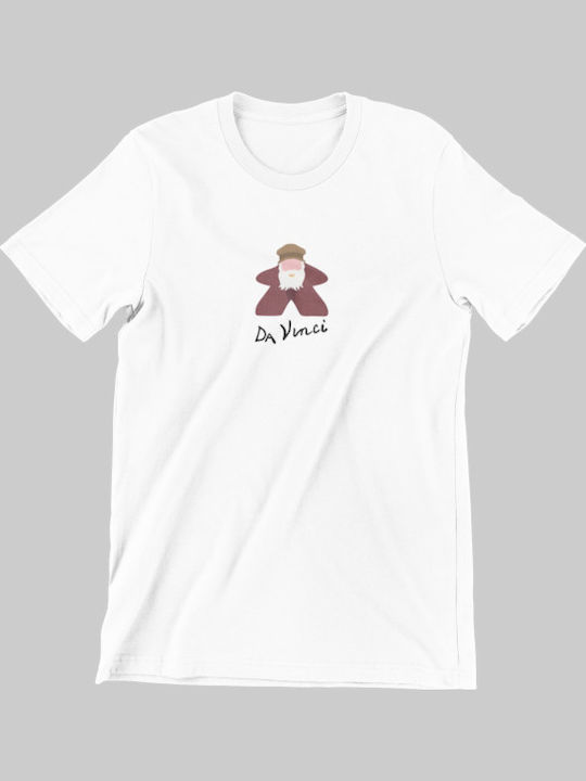 Da Vinci Meeple Kids Short-sleeved T-shirt White