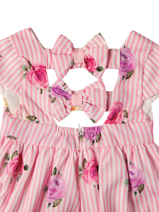 Mamma Natura Children's Dress Short Sleeve Floral Pink