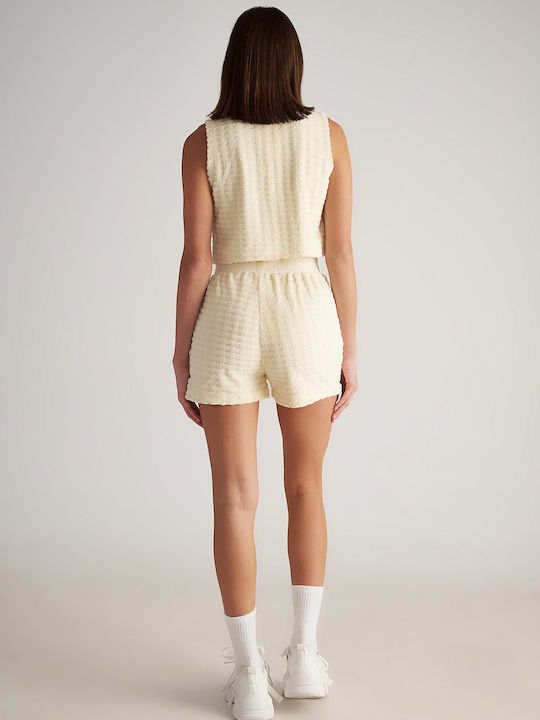 Short Women's Vest with Zipper White