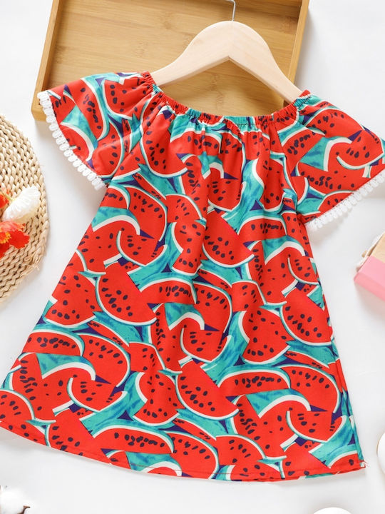 Girls Casual Watermelon Dress Red