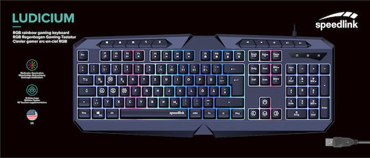 SpeedLink Ludicium RGB Гейминг Клавиатура (Английски US) Черен