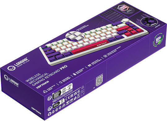 Lorgar KBP70MW Безжичен Гейминг Механична Клавиатура 65% с RGB подсветка (Английски UK) Бял