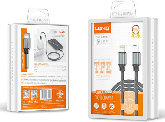 Ldnio USB-C to Lightning Cable 30W Gray 1m