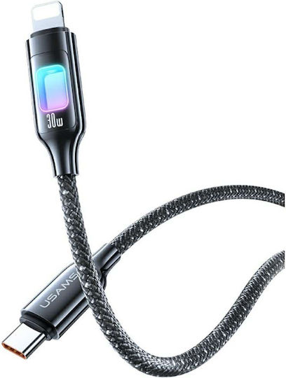 Usams SJ749 Braided USB-C to Lightning Cable 30W Black 1.2m (IP6JK04)