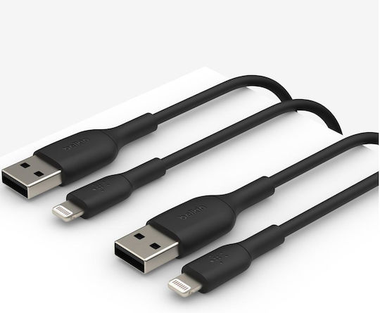 Belkin USB-A to Lightning Cable Μαύρο 1m (CAA001BT1MBK2PK)