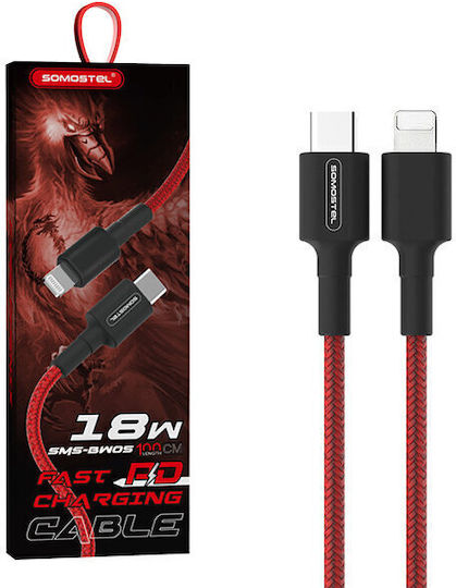 Somostel Regular la Cablu Lightning 18W Roșu 1m (28861)