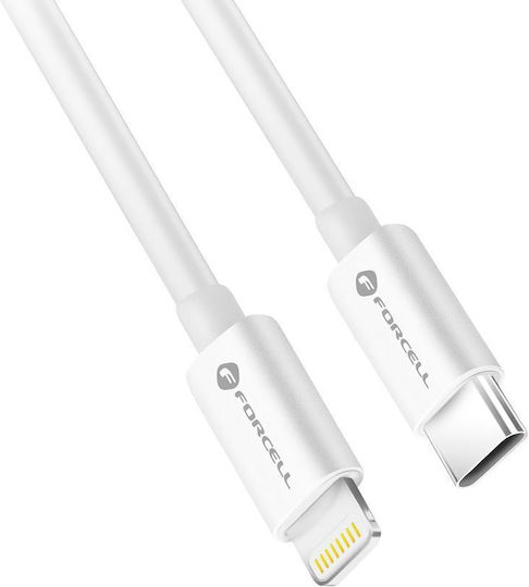 Forcell Редовна USB-C към Lightning кабел 30W Бял 1м (C901 MFI)