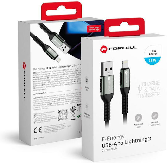 Forcell USB-A to Lightning Cable 12W Black 1.2m