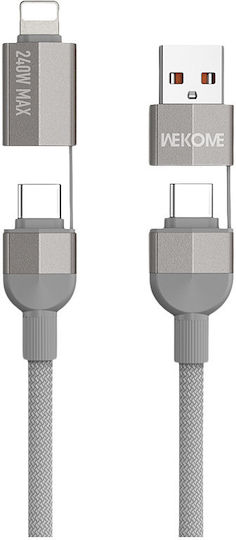 WK Braided la Cablu Lightning 240W Gri 1m