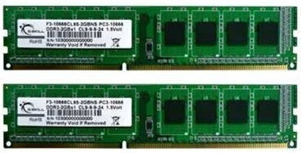 G.Skill Dualkit 4GB DDR3 RAM mit 2 Modulen (2x2GB) und Geschwindigkeit 1333 für Schreibtisch