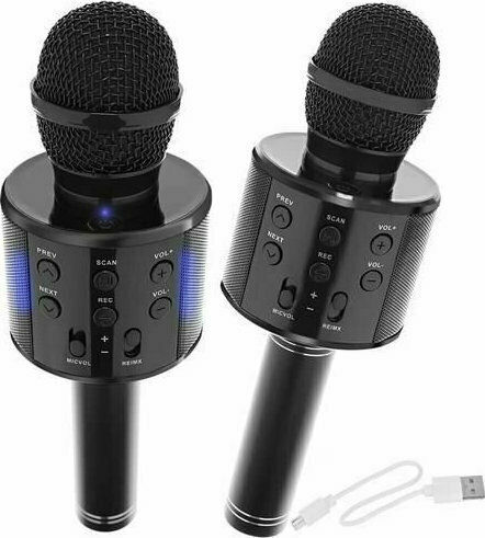 WSTER Μικρόφωνο Karaoke Ασύρματο WS-858 WS-868 WS-858 Μαύρο
