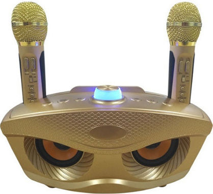 Ηχείο Karaoke με Ασύρματα Μικρόφωνα και Εφέ Φωτισμού SD-306 Χρυσό
