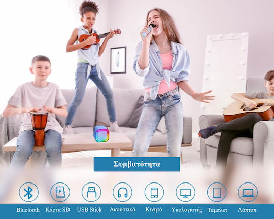 Skysonic Karaoke-Lautsprecher mit Kabellosen Mikrofonen und Lichteffekten K8 SKY-K8P Hellblau