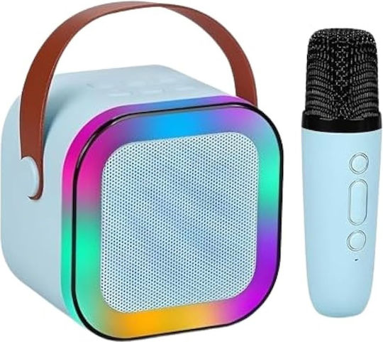 Boxă Karaoke cu Microfon Wireless și Efecte de Iluminare K12 810279_bl Albastră