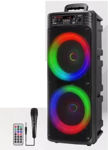 Karaoke Speaker with Wired Microphone and Lighting Effects QS-7604 886519 Black