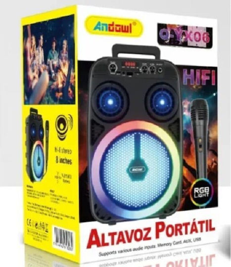 Andowl Ηχείο Karaoke με Ασύρματο Μικρόφωνο και Εφέ Φωτισμού Q-YX06 Μαύρο
