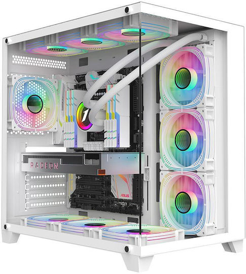 1STPLAYER Megaview MV8 Gaming Midi Tower Computer Case with Side Window White