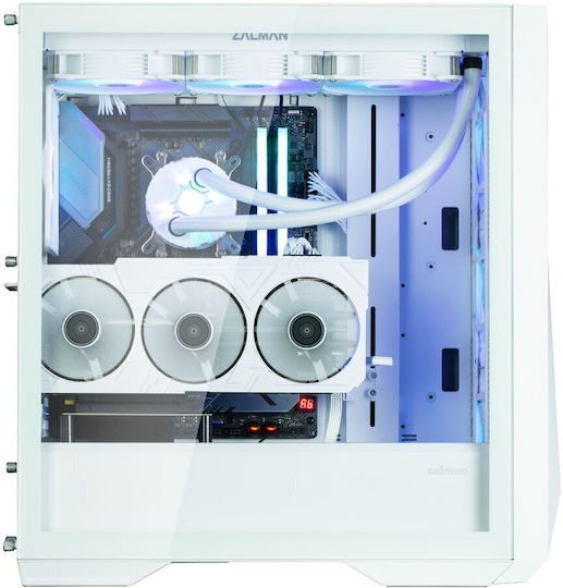 Zalman Z9 Iceberg MS Gaming Midi Tower Κουτί Υπολογιστή με Πλαϊνό Παράθυρο και RGB Φωτισμό Λευκό