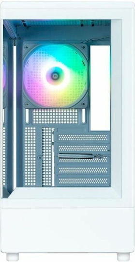 Zalman P10 Gaming Mini-Turm Computergehäuse mit Seitenfenster und RGB-Beleuchtung Weiß
