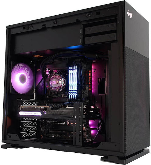 In Win 127 Gaming Midi-Turm Computergehäuse mit Seitenfenster und RGB-Beleuchtung Schwarz