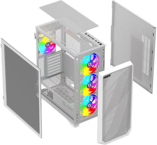 Aqirys Arcturus Pro Gaming Midi Tower Κουτί Υπολογιστή με Πλαϊνό Παράθυρο και ARGB Φωτισμό Λευκό