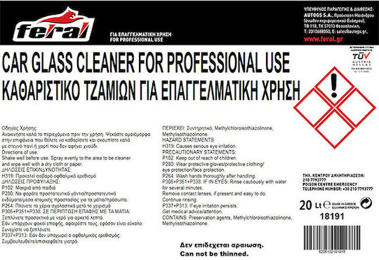 Feral Glass Cleaner Cleaner Liquid Car Windows 20lt