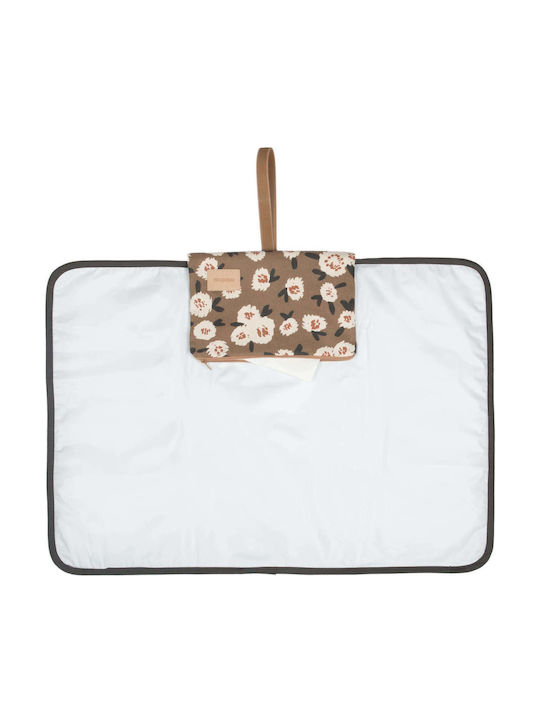 Nobodinoz Camellia Travel Changing Pad in Brown Fabric 50x70cm