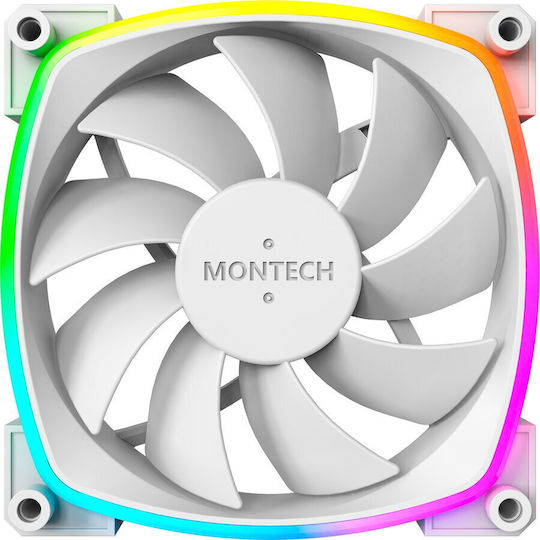 Montech Case Fan 120mm (1699rpm) με ARGB Φωτισμό και Σύνδεση 4-Pin PWM 3τμχ Λευκό