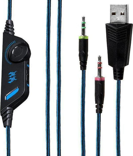 Kotion Each G2000 Over Ear Gaming Headset με σύνδεση 3.5mm / USB Μπλε