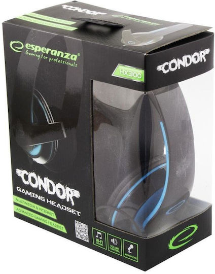 Esperanza Condor Over Ear Gaming Headset with 3.5 mm Connectivity Blue
