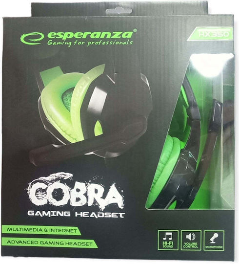 Esperanza Cobra Over Ear Gaming Headset με σύνδεση 2x3.5mm Πράσινο
