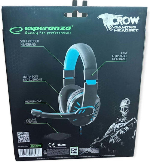 Esperanza Crow (Blue) Over Ear Gaming Headset with Connection 2x3.5mm Blue