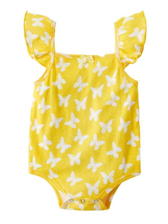 Set De Îmbrăcăminte Pentru Copii 3 Bucăți Rochie Body Pantaloni Scurți Albi Albaștri Galbeni