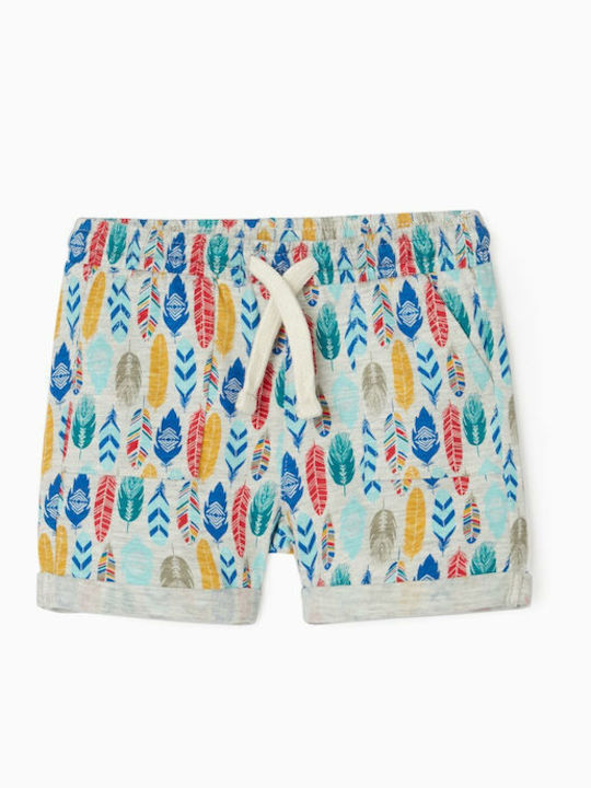 Zippy Baby Gray Shorts Multicolored Patterns Feathers