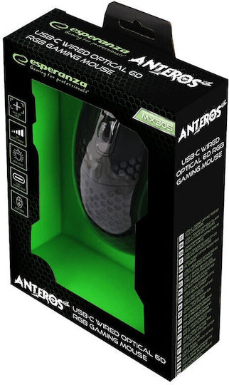 Esperanza Anteros RGB Gaming Gaming Maus Schwarz