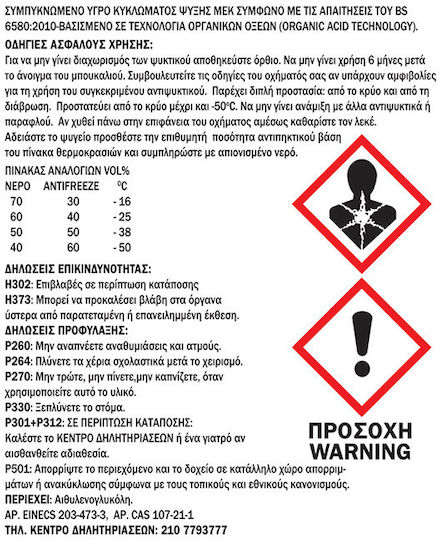Feral Συμπυκνωμένο Αντιψυκτικό Υγρό Ψυγείου Αυτοκινήτου -50°C Μπλε Χρώμα 1lt