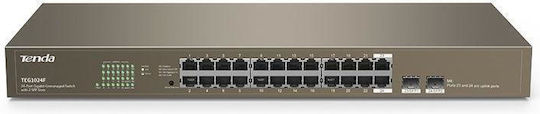 Tenda Unmanaged L2 Switch με 24 Θύρες Gigabit (1Gbps) Ethernet και 2 SFP Θύρες